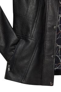 کت چرمی زنانه مشکی یقه خزدار Rebecca دری مد