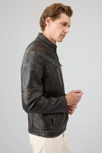 کت چرمی مردانه برنزی Kobe دری مد