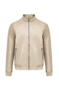 کت چرمی مردانه بژ یقه دیپلمات Suarez دری مد