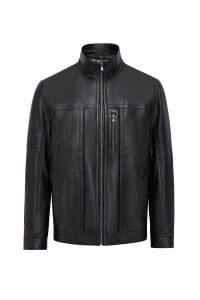 کت چرمی مردانه سایز بزرگ مشکی Bruno دری مد