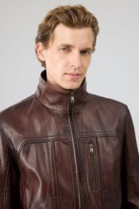 کت چرمی مردانه قهوه‌ای Bruno دری مد