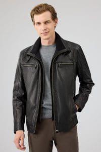 کت چرمی مردانه مشکی Mateo دری مد