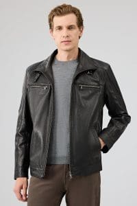 کت چرمی مردانه مشکی Mateo دری مد