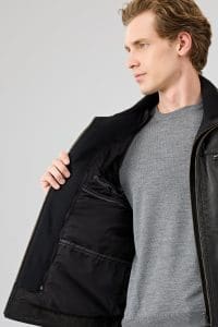 کت چرمی مردانه مشکی Mateo دری مد