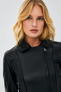 کت چرمی موتورسواری اسلیم فیت زنانه مشکی کیارا دری مد