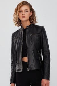 کت چرمی کوتاه مشکی زنانه مارلین دری مد