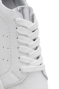 کتونی زنانه سفید با بند و زیره ضخیم چرم دری مد