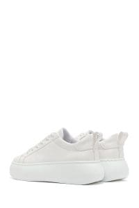 کتونی زنانه سفید بنددار با زیره ضخیم دری مد