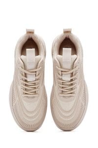 کتونی زنونه بژ بنددار با زیره ضخیم دری مد