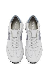 کتونی زنونه چرم سفید بنددار دری مد