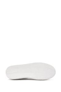 کتونی مردانه چرم سفید بنددار زیره ضخیم دری مد