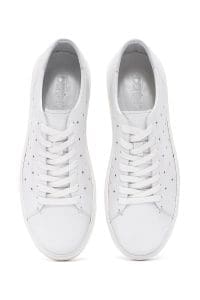 کتونی مردانه چرم سفید بنددار زیره ضخیم دری مد