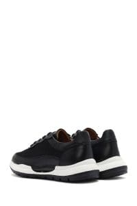 کتونی مردانه چرم مشکی بنددار دری مد