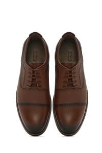 کفش رسمی مردانه قهوه‌ای چرمی بنددار دری مد