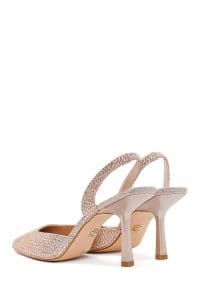 کفش زنانه پشت باز نگین‌دار پاشنه‌دار نازک طلایی دری مد