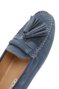 کفش لوفر زنانه چرم جیر آبی با پاپیون دری مد