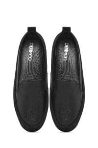 کفش لوفر زنانه چرم مشکی براق راحتی دری مد