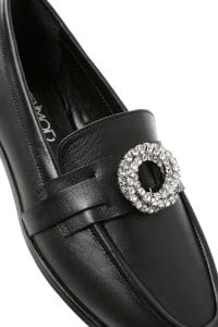 کفش لوفر زنانه چرم مشکی سگک‌دار دری مد