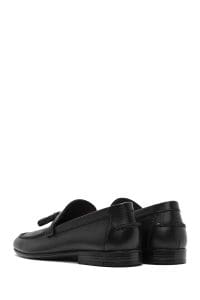 کفش لوفر مردانه چرم مشکی پاشنه نازک کژوال دری مد