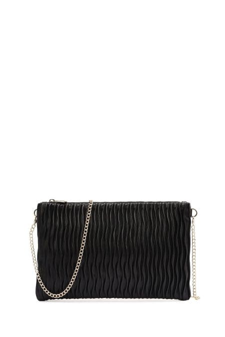 کیف دستی زنانه چرم مشکی بند بلند طرح‌دار دری مد