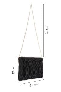 کیف دستی زنانه چرم مشکی بند بلند طرح‌دار دری مد