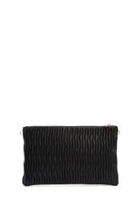 کیف دستی زنانه چرم مشکی بند بلند طرح‌دار دری مد