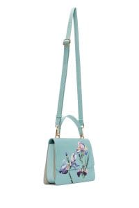 کیف زنانه آبی دوشی بلند طرح‌دار دری مد