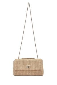 کیف زنانه حصیری بژ بند بلند زنجیری دوشی دری مد