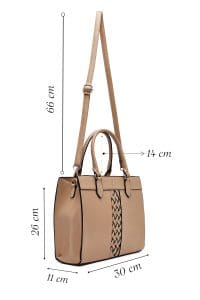 کیف زنانه دستی بند بلند قهوه‌ای طرح‌دار دری مد