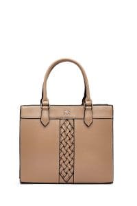 کیف زنانه دستی بند بلند قهوه‌ای طرح‌دار دری مد