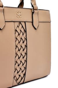 کیف زنانه دستی بند بلند قهوه‌ای طرح‌دار دری مد