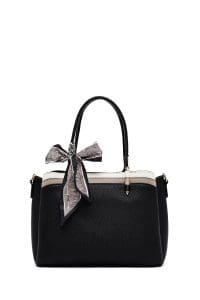 کیف زنانه دستی مشکی بند بلند با اکسسوری دری مد