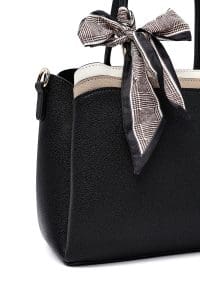 کیف زنانه دستی مشکی بند بلند با اکسسوری دری مد