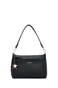 کیف زنانه دستی مشکی بند بلند با اکسسوری دری مد