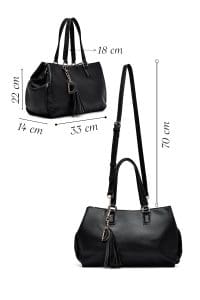 کیف زنانه دستی مشکی بند بلند دری مد