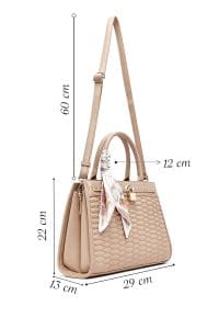 کیف زنانه دستی کرم بند بلند طرح‌دار کاپیتونه دری مد