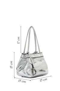 کیف زنانه مجلسی مینی دستی نقره‌ای دری مد