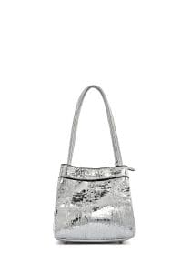 کیف زنانه مجلسی مینی دستی نقره‌ای دری مد