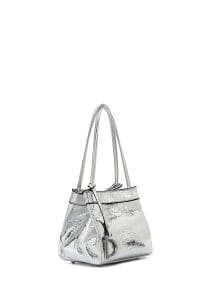 کیف زنانه مجلسی مینی دستی نقره‌ای دری مد