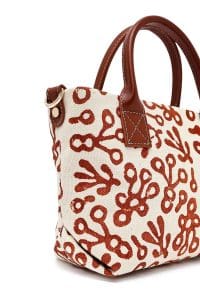 کیف زنانه مینی دستی پارچه‌ای طرح‌دار عسلی چاپ سنگی Kastamonu بند بلند دری مد