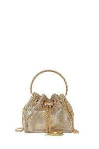 کیف زنانه مینی مجلسی دستی بژ بند زنجیری سنگ‌دوزی شده دری مد