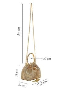 کیف زنانه مینی مجلسی دستی بژ بند زنجیری سنگ‌دوزی شده دری مد