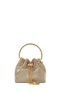 کیف زنانه مینی مجلسی دستی بژ بند زنجیری سنگ‌دوزی شده دری مد