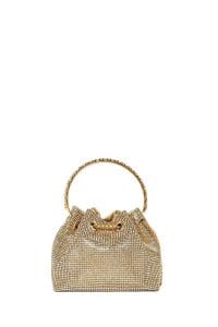 کیف زنانه مینی مجلسی دستی بژ بند زنجیری سنگ‌دوزی شده دری مد