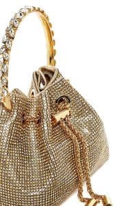 کیف زنانه مینی مجلسی دستی بژ بند زنجیری سنگ‌دوزی شده دری مد