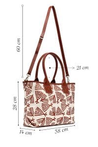 کیف زنانه پارچه‌ای دوشی عسلی طرح‌دار بند بلند Kastamonu دری مد