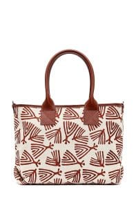 کیف زنانه پارچه‌ای دوشی عسلی طرح‌دار بند بلند Kastamonu دری مد