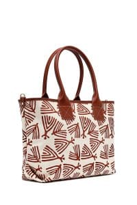 کیف زنانه پارچه‌ای دوشی عسلی طرح‌دار بند بلند Kastamonu دری مد