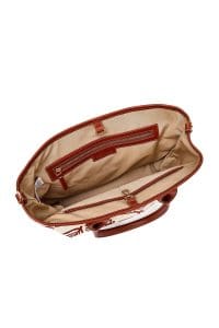 کیف زنانه پارچه‌ای دوشی عسلی طرح‌دار بند بلند Kastamonu دری مد