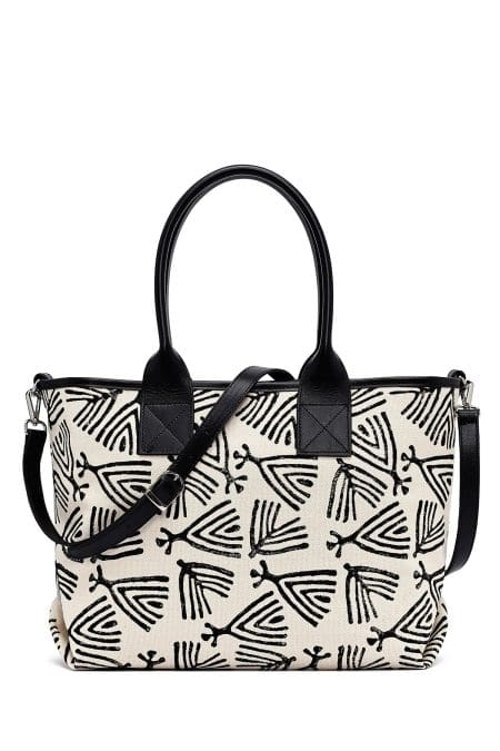 کیف زنانه پارچه‌ای دوشی مشکی طرح‌دار بند بلند Kastamonu دری مد